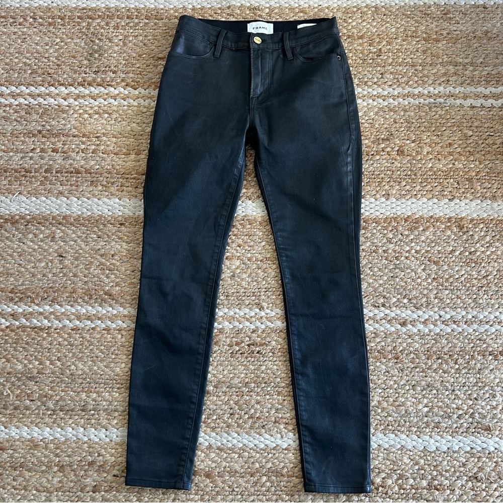 Frame Le High Skinny Pants Black Noir Coated